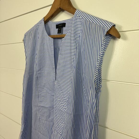 J. Crew Striped Sleeveless Side Zip Top Shirt Blue White sz 00 - Picture 3 of 7